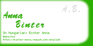 anna binter business card